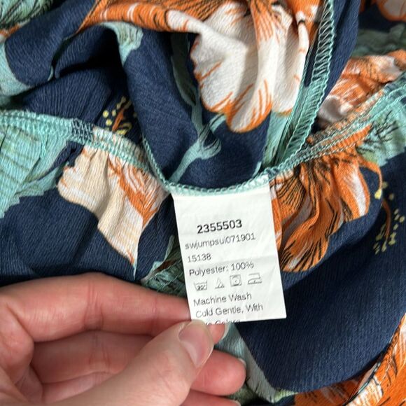 SHEIN Palm Leaf Print Surplice Romper Size Small - Picture 10 of 10